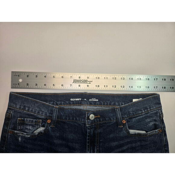 Old Navy Mid Rise Boyfriend Jeans Sz 10 Dark Wash Distressed Jeans - Picture 6 of 6